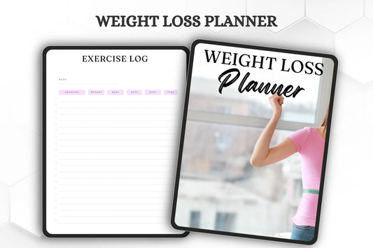 Weight Loss Planner Bundle | Printable & Editable Fitness Journal | Meal Tracker, Workout Log Wellness Organizer