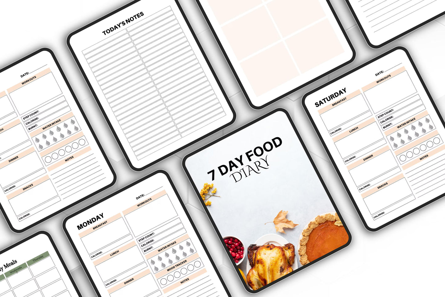 7 Day Food Diary: Printable Meal Planner (Editable PDF)