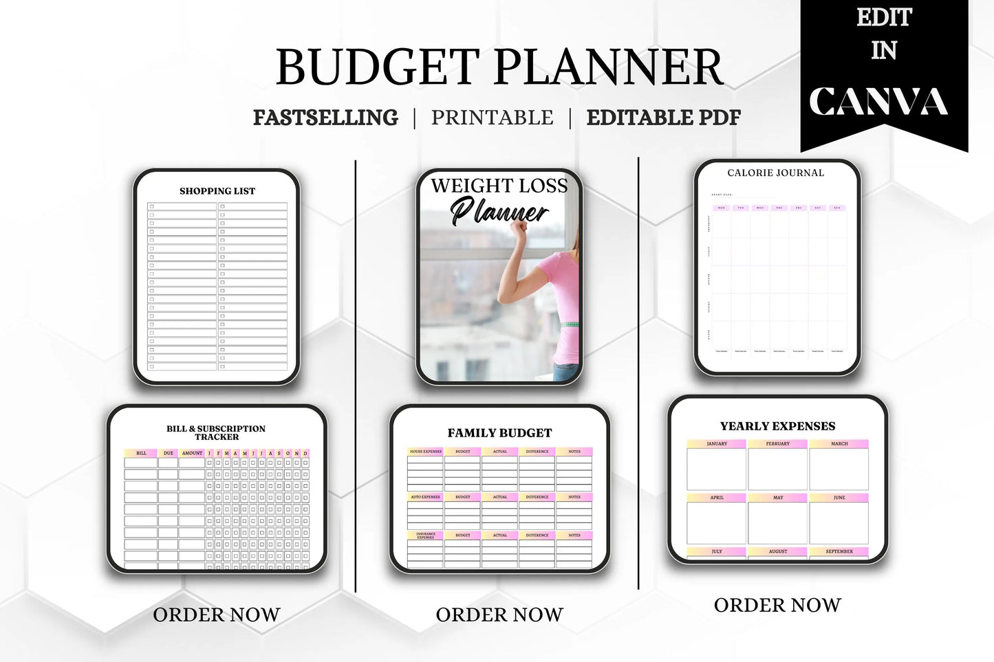 Budget Planner Bundle | Printable & Editable Finance Tracker | Monthly Expense Organizer Savings Planner Template