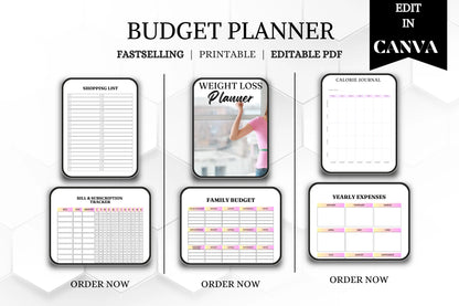 Budget Planner Bundle | Printable & Editable Finance Tracker | Monthly Expense Organizer Savings Planner Template