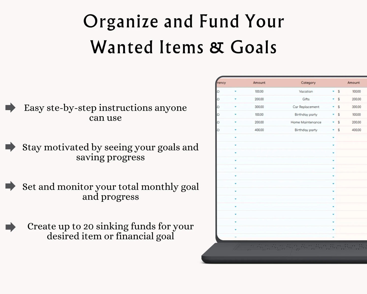 Simple Budget Planner Spreadsheet, Google Sheets Excel Budget Template, Monthly & Annual Finance Tracker