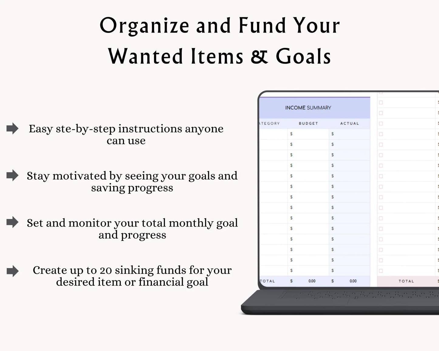 Sinking Funds & Savings Tracker Spreadsheet | Google Sheets Excel Budget Template | Finance Planner for Money Goals