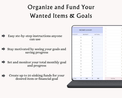 Sinking Funds & Savings Tracker Spreadsheet | Google Sheets Excel Budget Template | Finance Planner for Money Goals