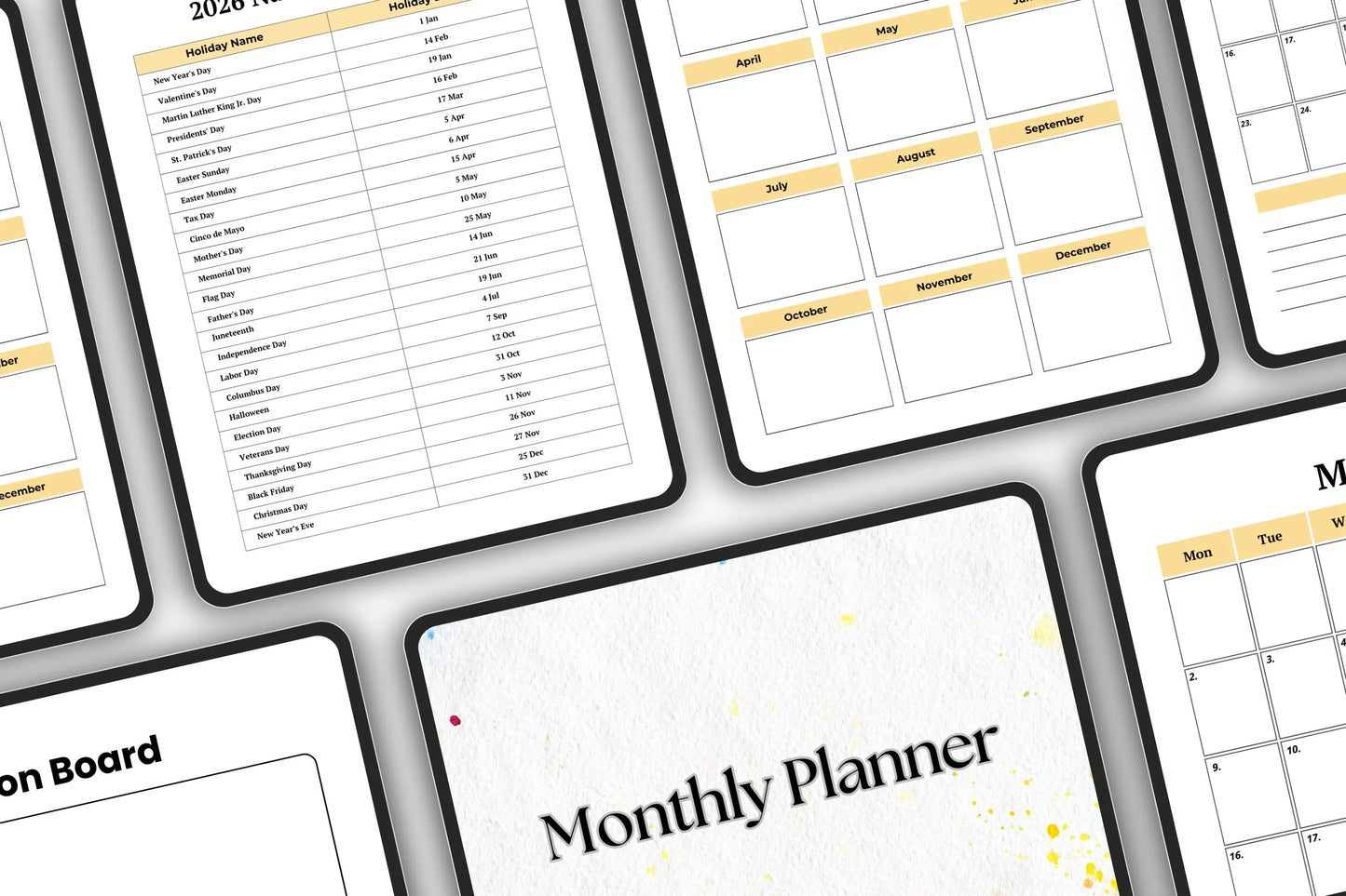 Editable Printable Monthly Planner Bundle | Undated Digital Planner | Productivity Organizer Template for Easy Planning