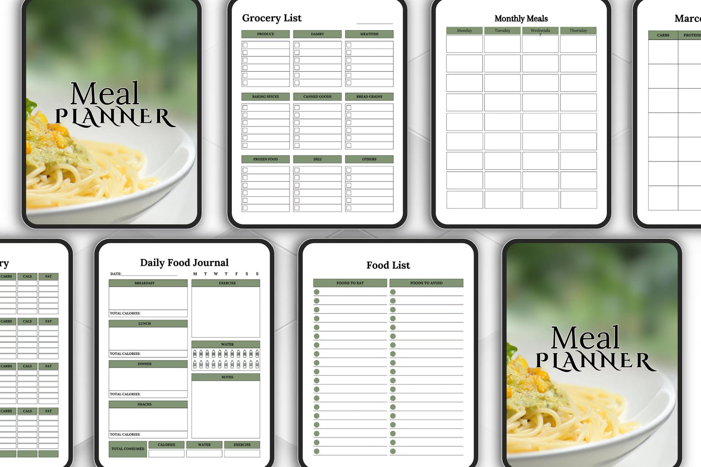 Editable Printable Meal Planner Bundle | Weekly Menu & Grocery List | Digital Meal Planning Organizer Template