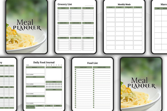Editable Printable Meal Planner Bundle | Weekly Menu & Grocery List | Digital Meal Planning Organizer Template