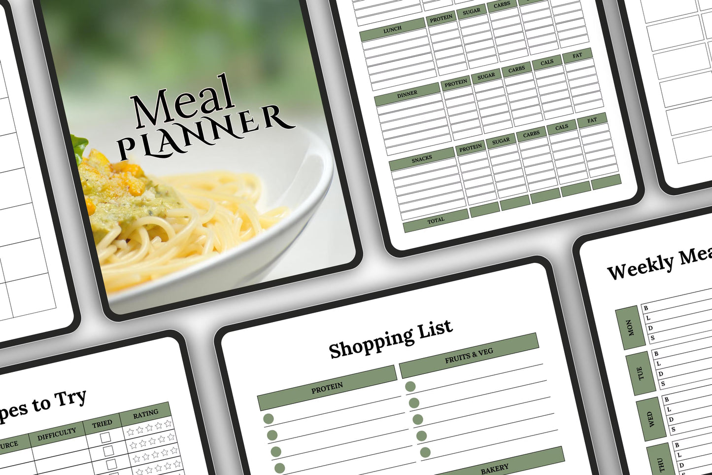 Editable Printable Meal Planner Bundle | Weekly Menu & Grocery List | Digital Meal Planning Organizer Template