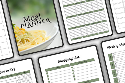 Editable Printable Meal Planner Bundle | Weekly Menu & Grocery List | Digital Meal Planning Organizer Template