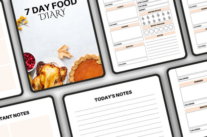 7 Day Food Diary: Printable Meal Planner (Editable PDF)
