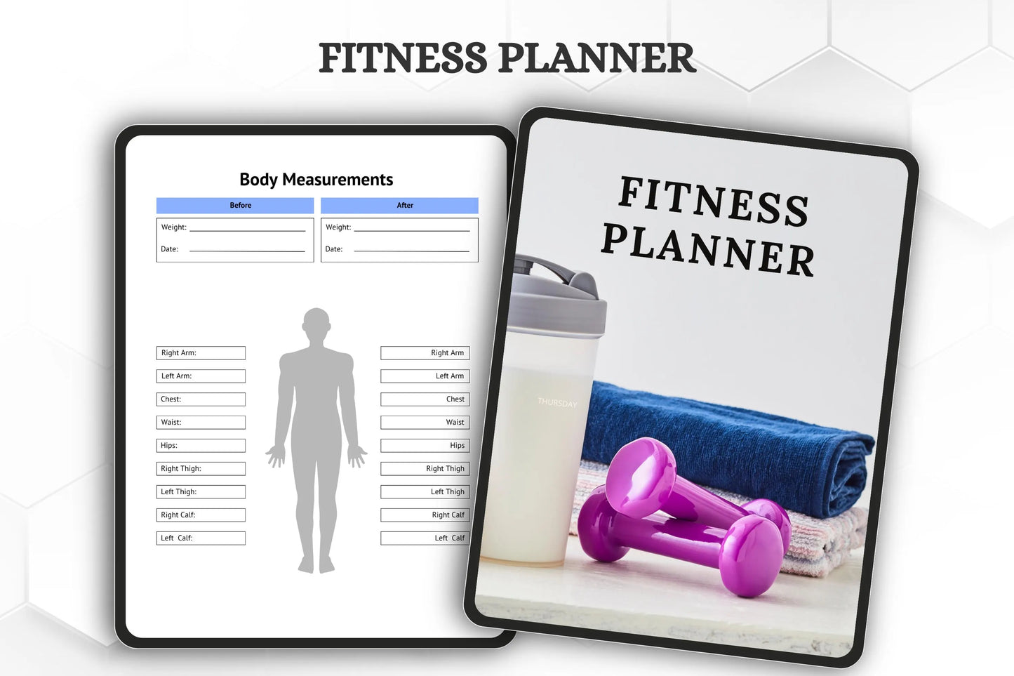 Editable Printable Fitness Planner Bundle | Workout & Wellness Tracker | Digital Health Journal Template for Goals