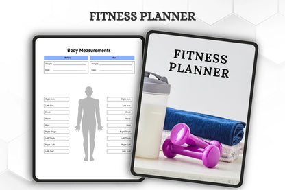 Editable Printable Fitness Planner Bundle | Workout & Wellness Tracker | Digital Health Journal Template for Goals