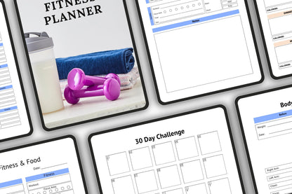 Editable Printable Fitness Planner Bundle | Workout & Wellness Tracker | Digital Health Journal Template for Goals