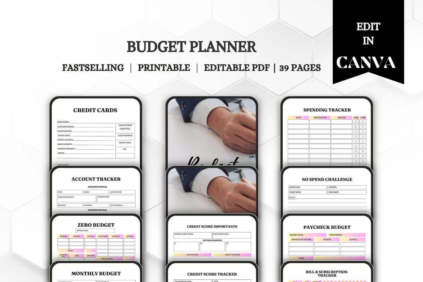 Budget Planner Bundle | Printable & Editable Finance Tracker | Monthly Expense Organizer Savings Planner Template
