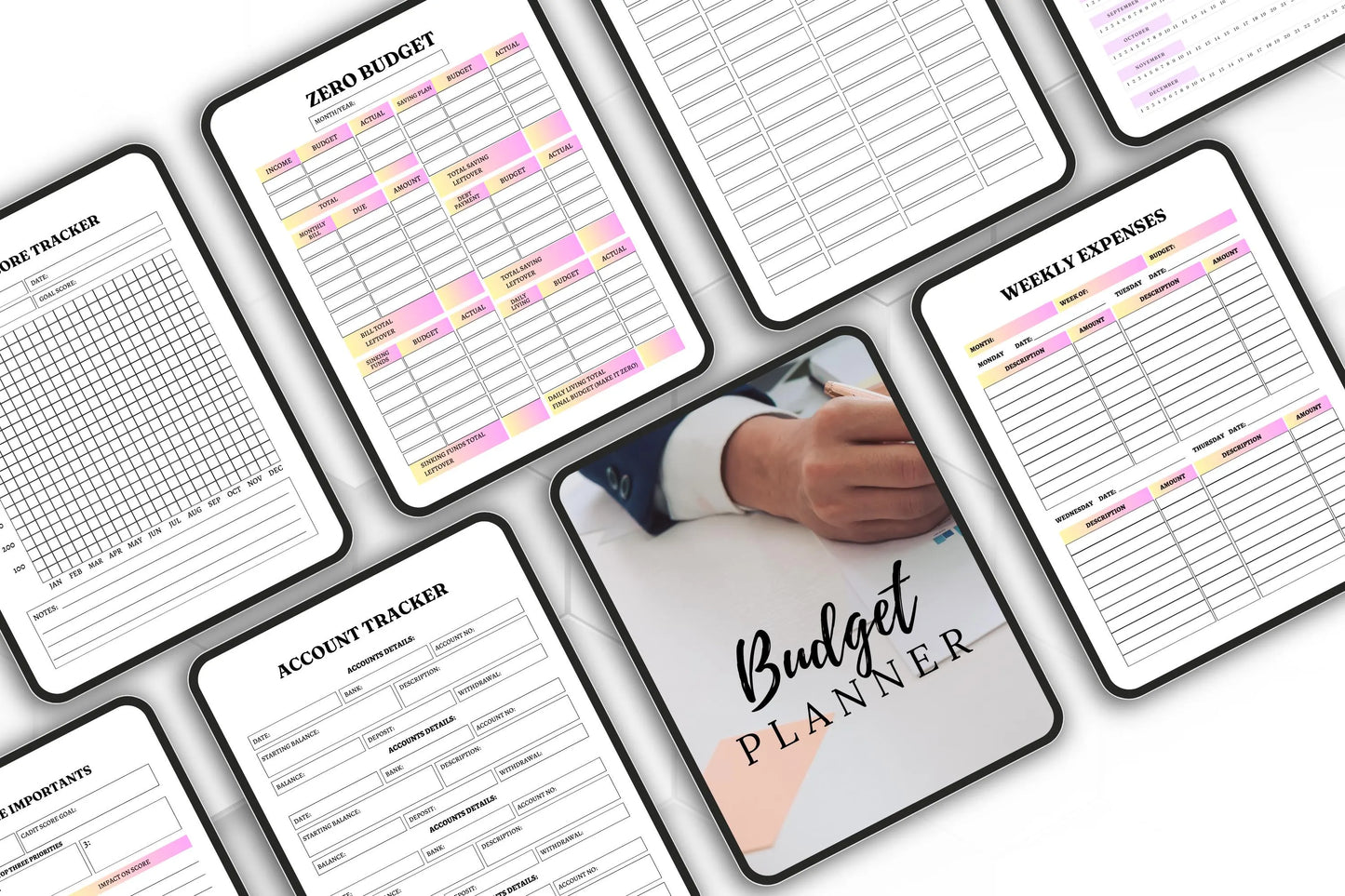 Budget Planner Bundle | Printable & Editable Finance Tracker | Monthly Expense Organizer Savings Planner Template