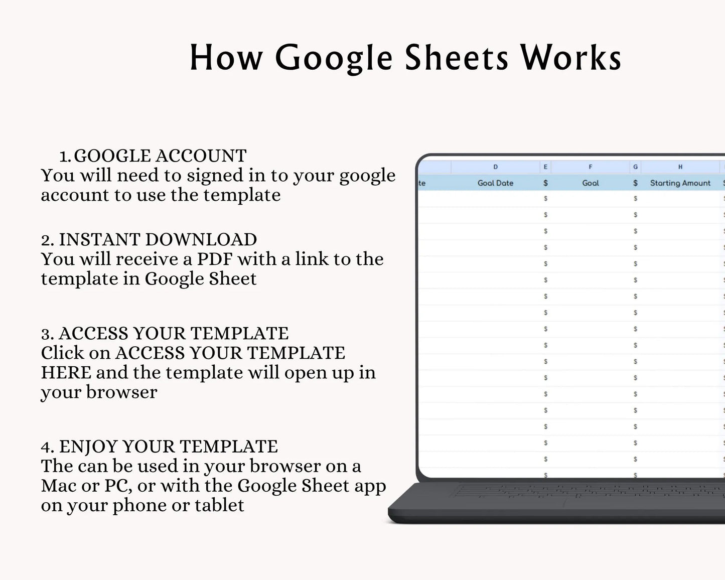 Simple Budget Planner Spreadsheet, Google Sheets Excel Budget Template, Monthly & Annual Finance Tracker